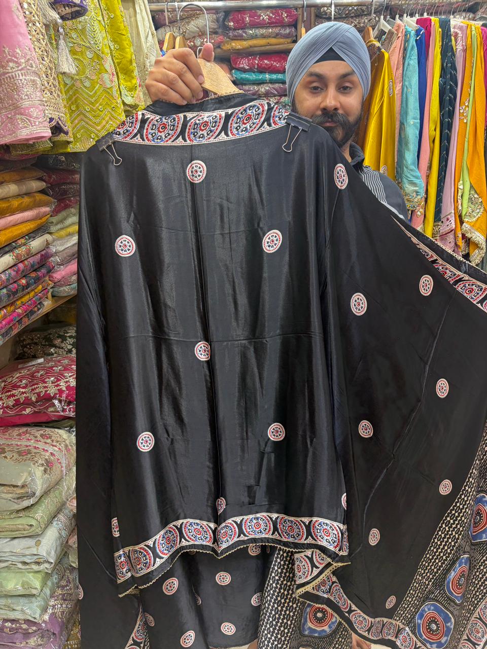 Gajji Silk New Addition - Sabyasachi Inspired Ikkat Print Mirror Work