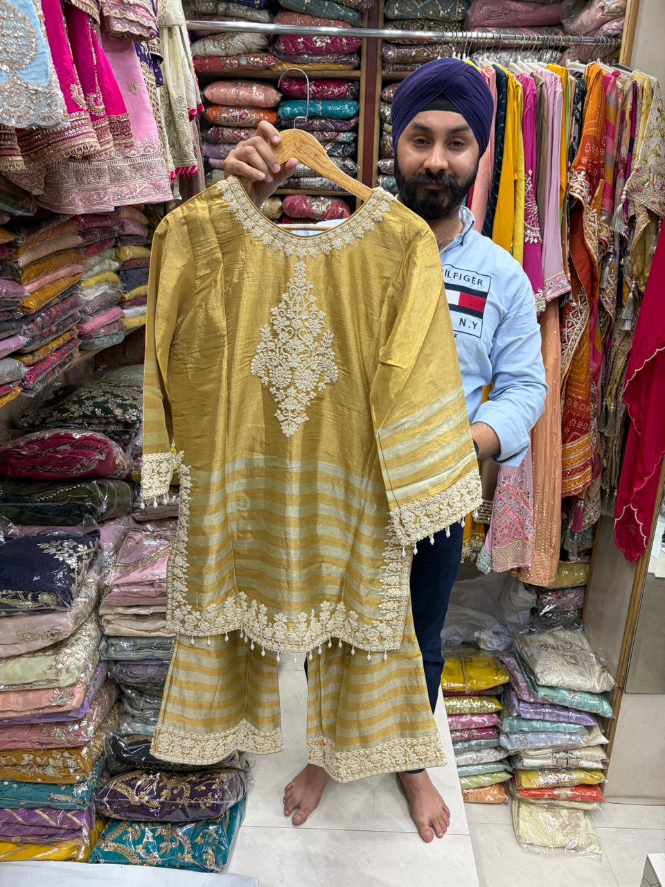 Pearl & Nalki Work Readymade Shimmer Pant