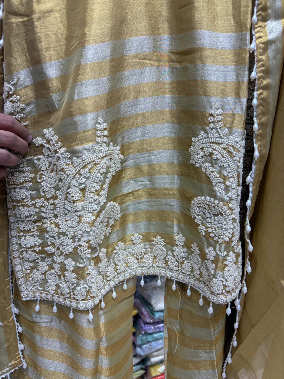 Pearl & Nalki Work Readymade Shimmer Pant