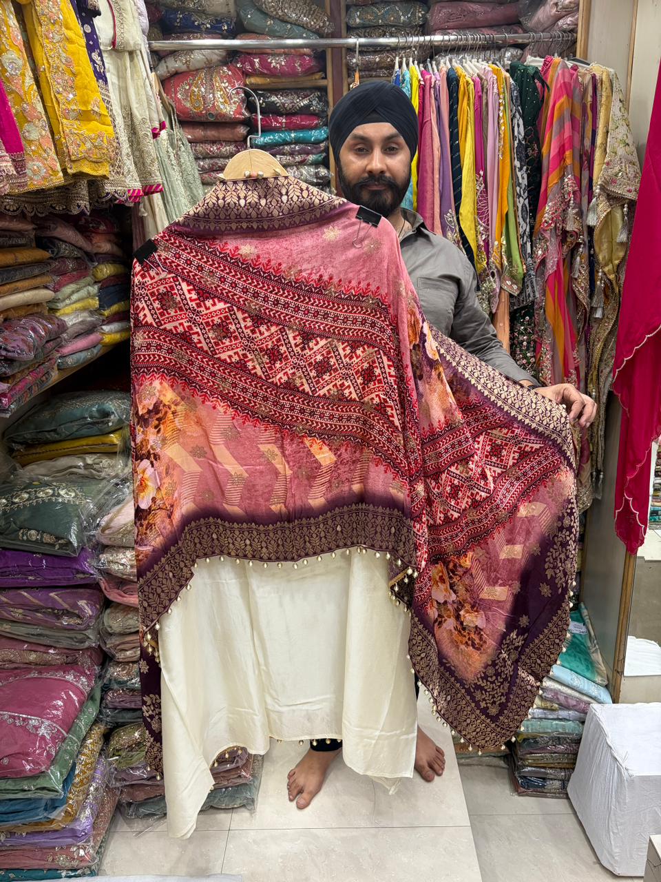 Patola Dupatta Opada Silk - zari and Sequins Embroidery