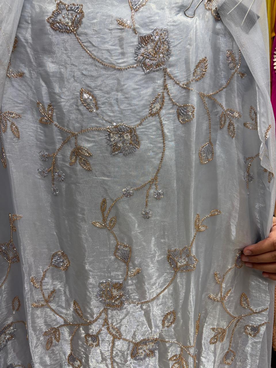 Pakistani Tissue Handwork Cutwork Ghera