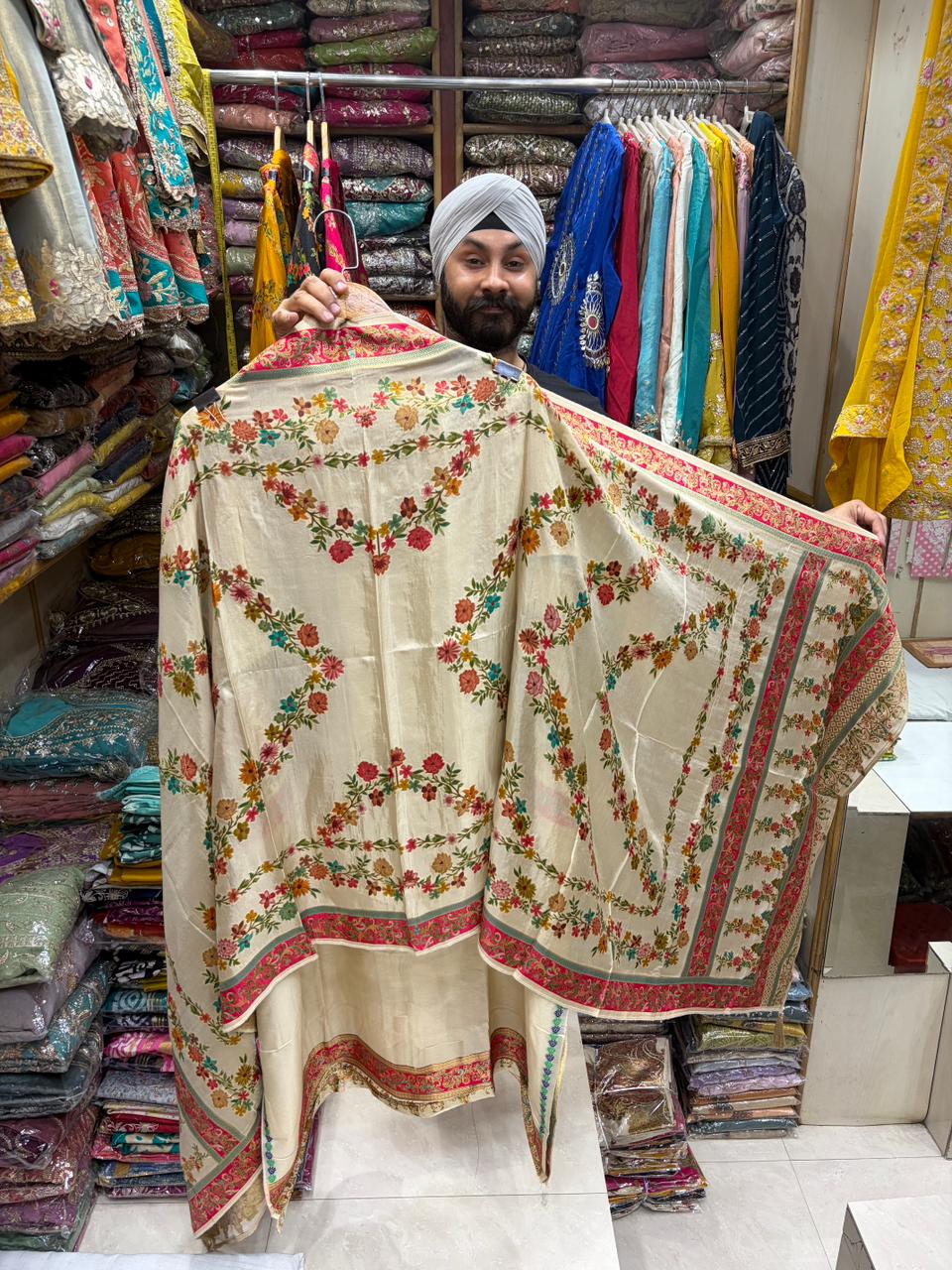 Pure Silk Jacquard Weave Position Print ( New Edition )