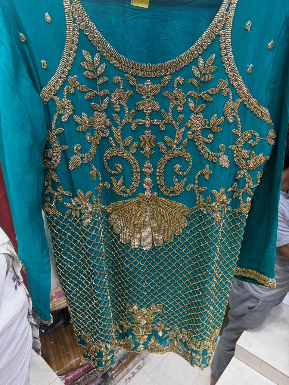 Chinnon Short Shirt Sharara Set - Nalki Handwork