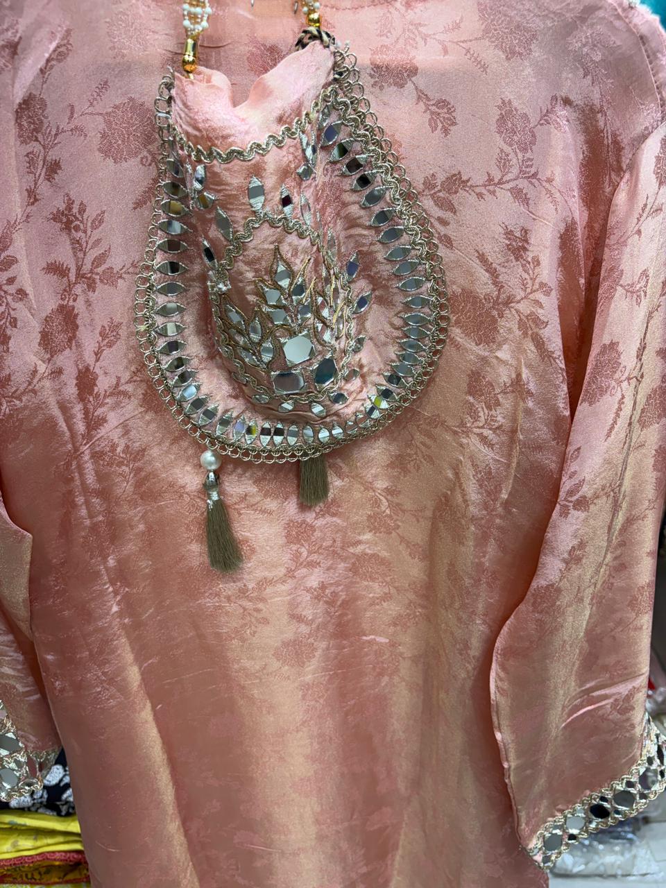Self Jacquard Shimmer Slit Dress Edition 3 - V Neck Mirror
