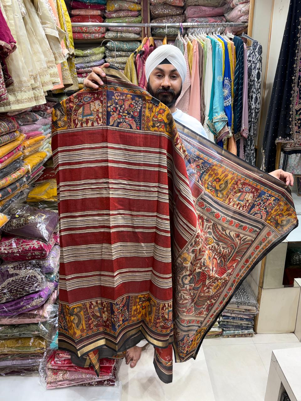 Maheshwari Handloom Suit - Ajrak Print Figure Border