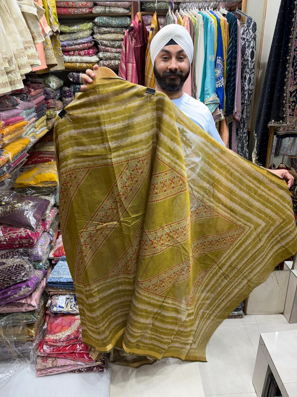 Maheshwari Handloom Suit - Shibori Print Dupatta