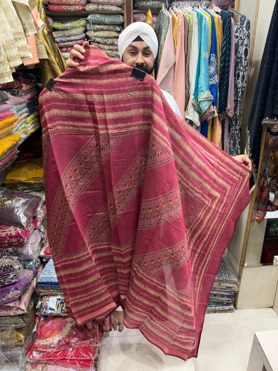 Maheshwari Handloom Suit - Shibori Print Dupatta