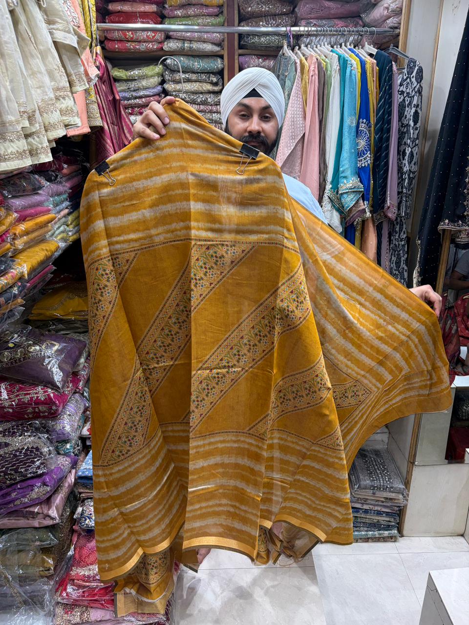 Maheshwari Handloom Suit - Shibori Print Dupatta