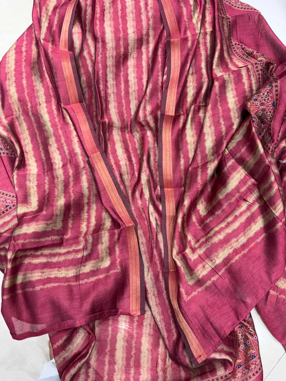 Maheshwari Handloom Suit - Shibori Print Dupatta