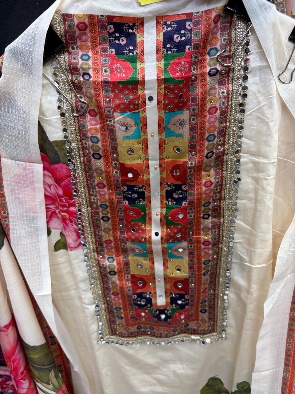 Cotton Sabyasachi Flower Print - Mirror Neck