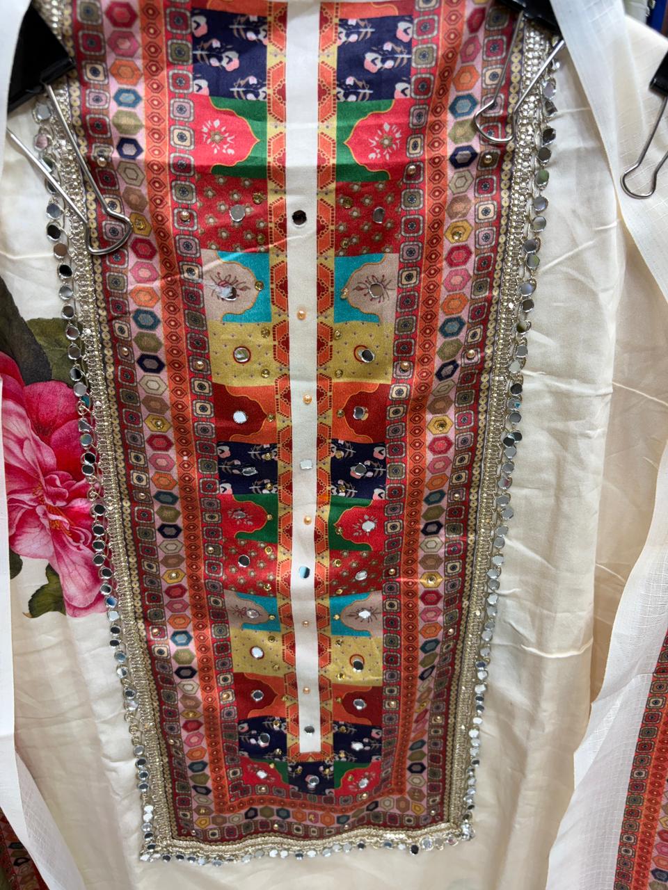 Cotton Sabyasachi Flower Print - Mirror Neck