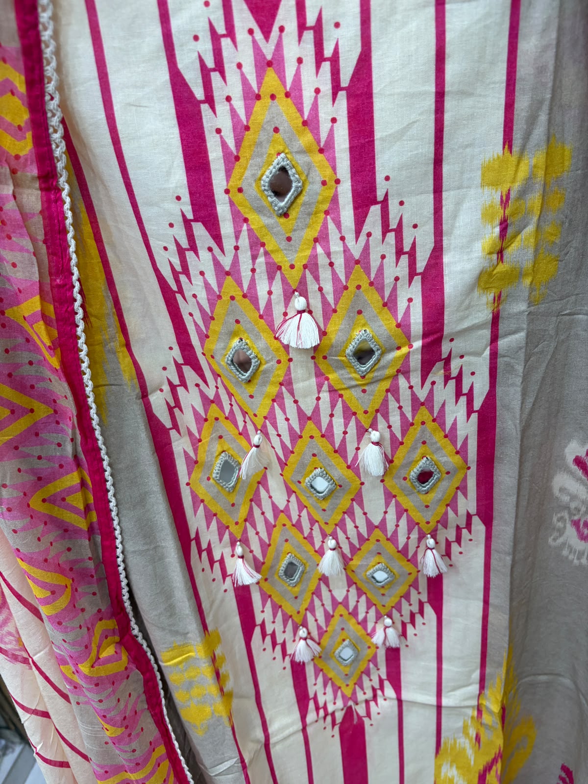 Pure Cotton Patola Print - Mirror Work