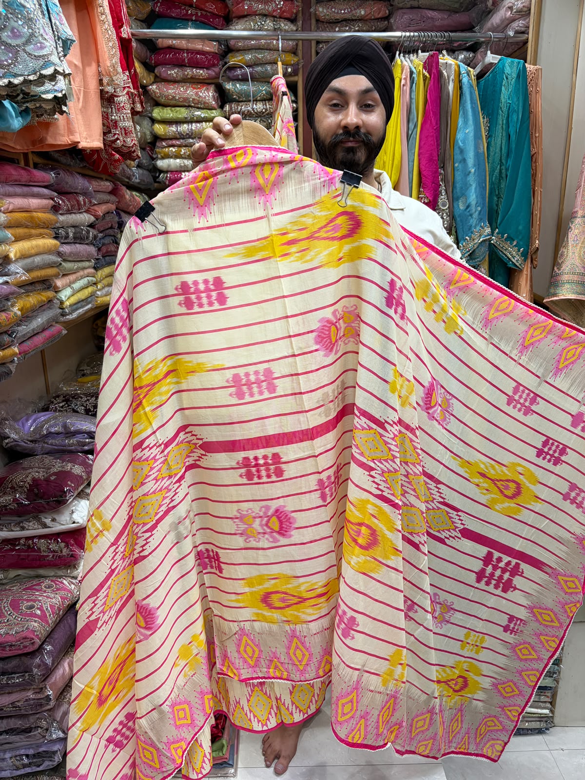 Pure Cotton Patola Print - Mirror Work