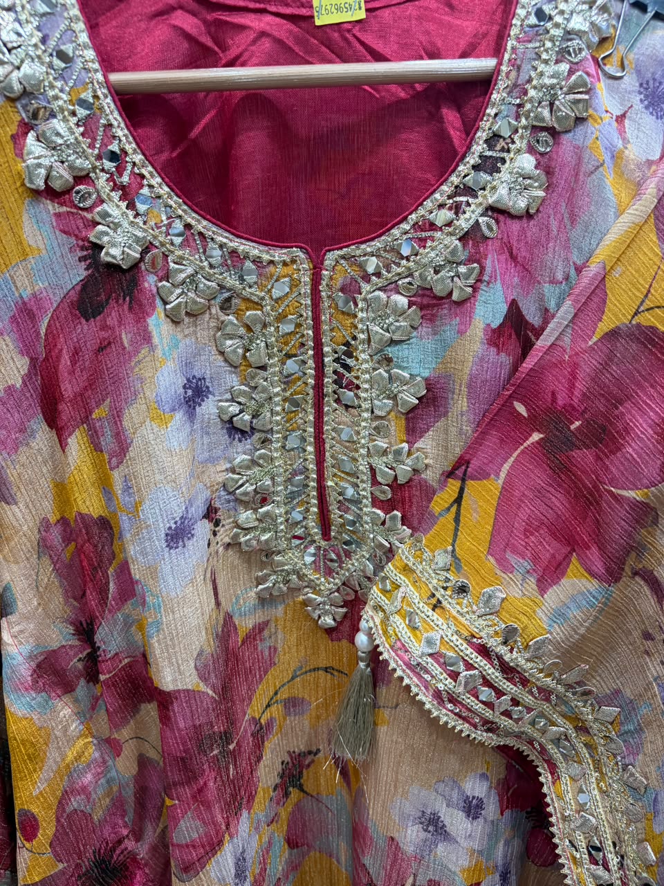 Crushed Shimmer Digital Mirror kaftan