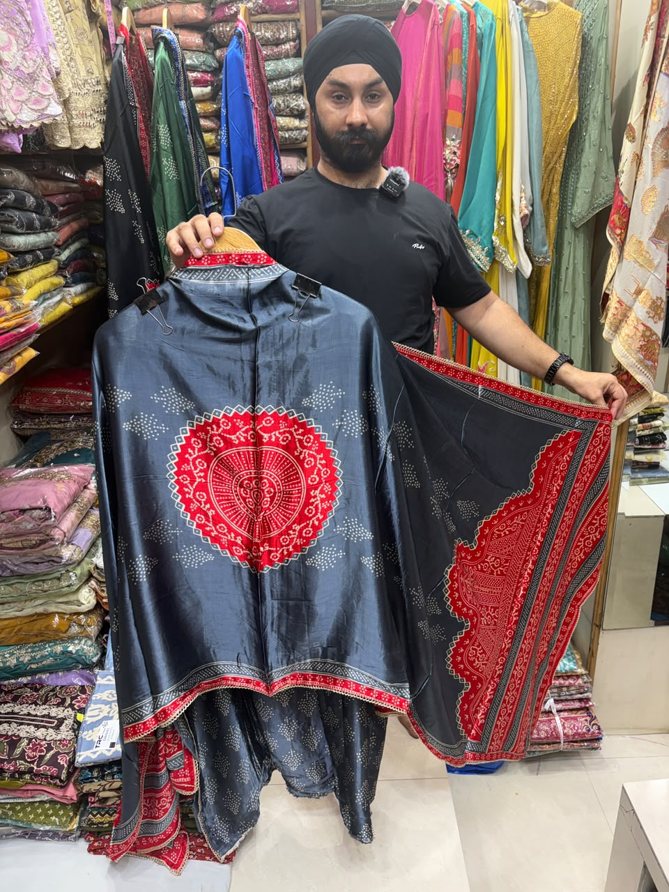 Gajji Silk Masaba Bhandhej Print - Mirror Work edition no 27