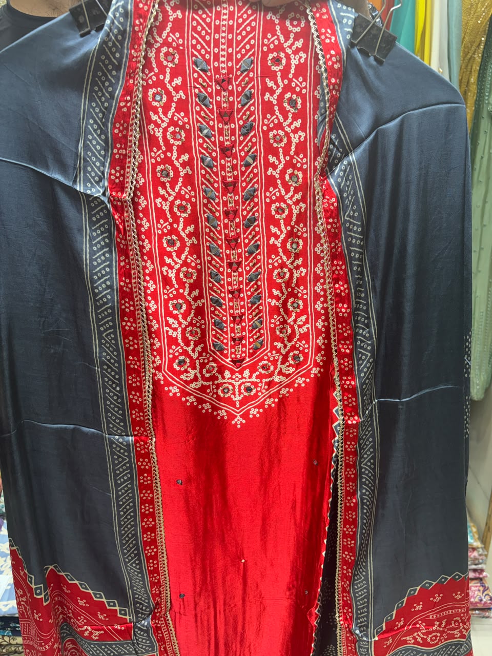 Gajji Silk Masaba Bhandhej Print - Mirror Work edition no 27
