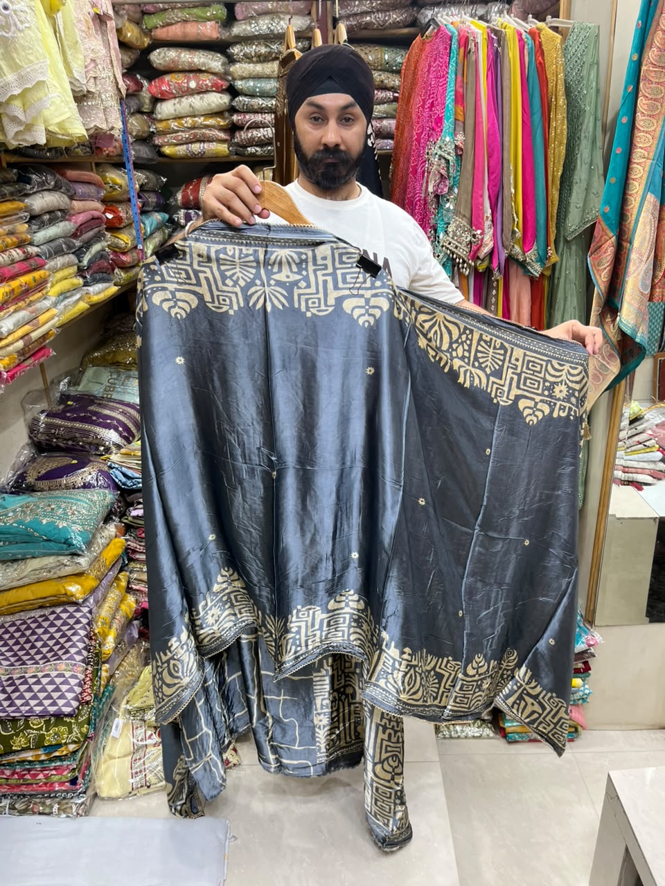 Gajji New Ajrak Print Zari Neck Edition no 30