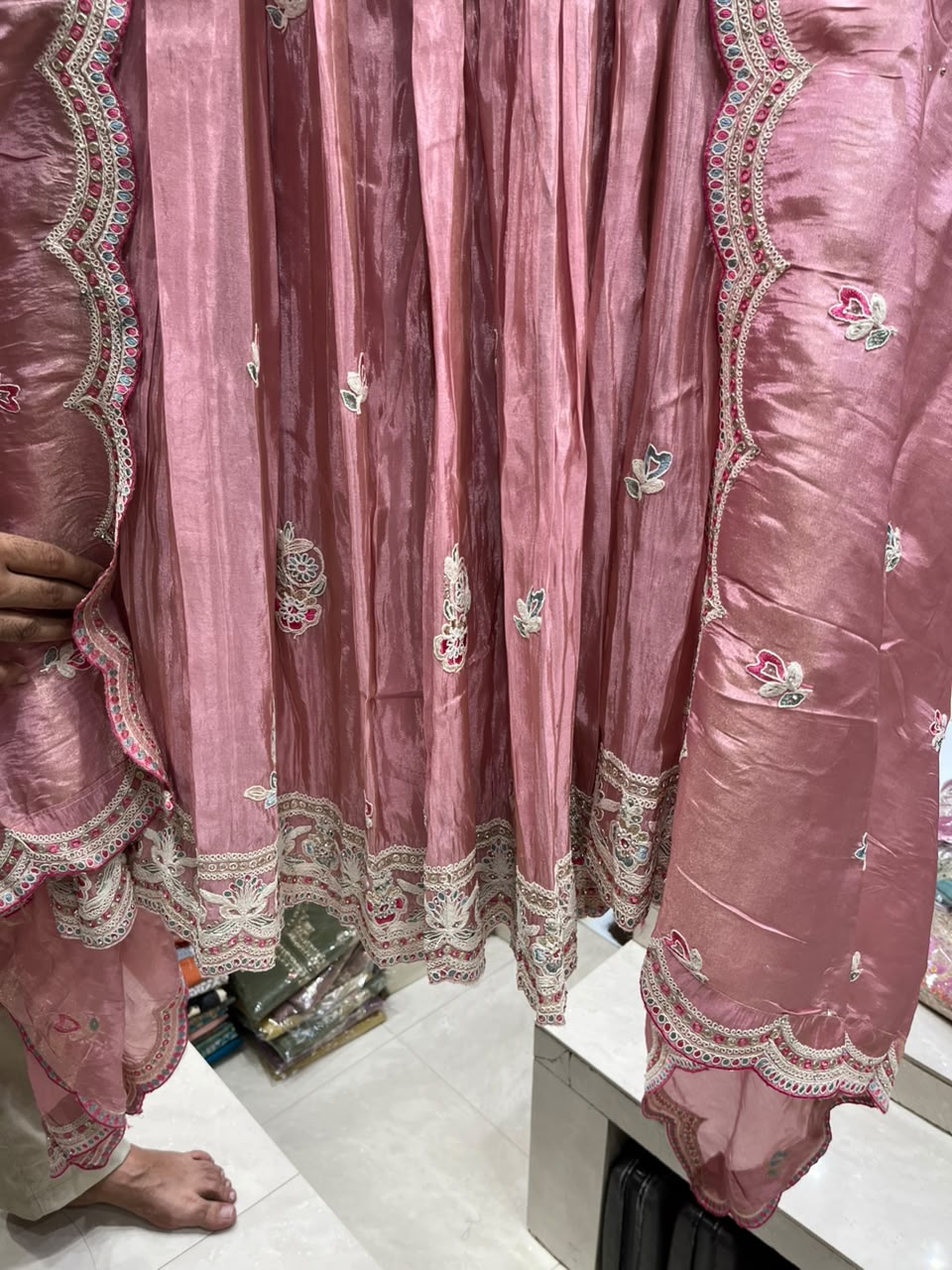 Premuim Shimmer Pearl Work Sharara Set Design no 2