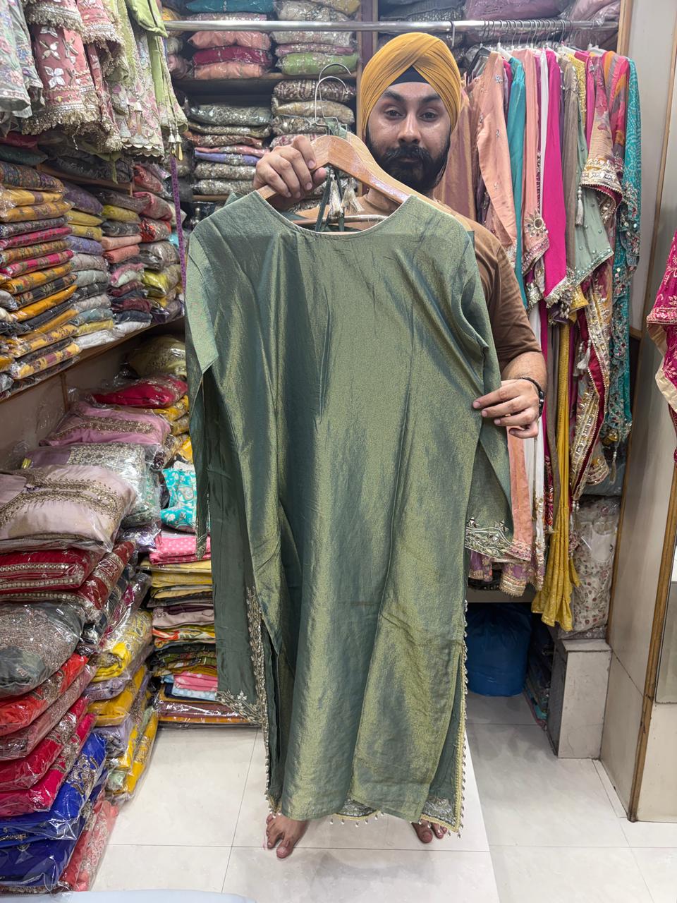 Luxury Straight Slit Dress with Pant & Potli Dress