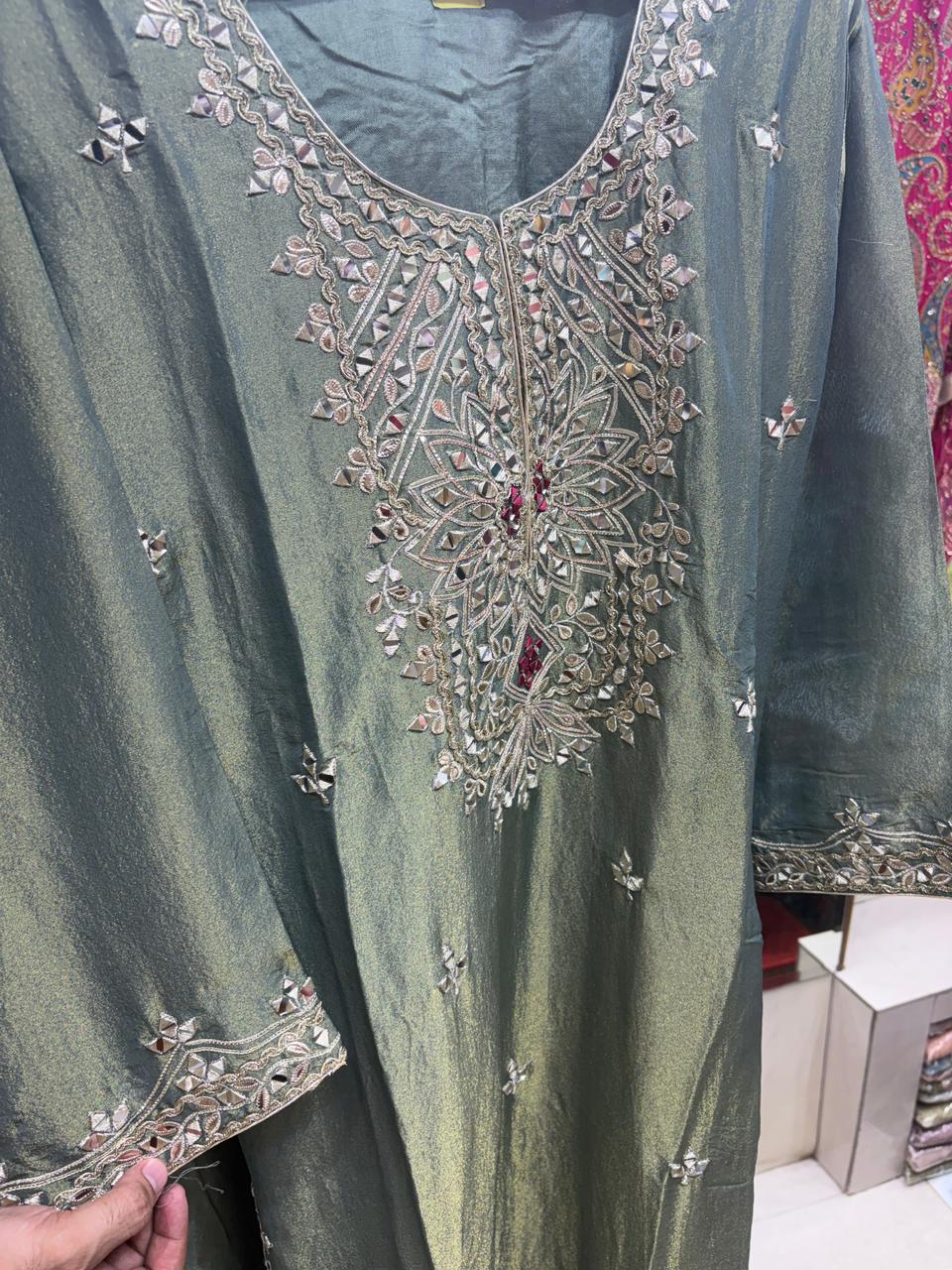 Luxury Straight Slit Dress with Pant & Potli Dress