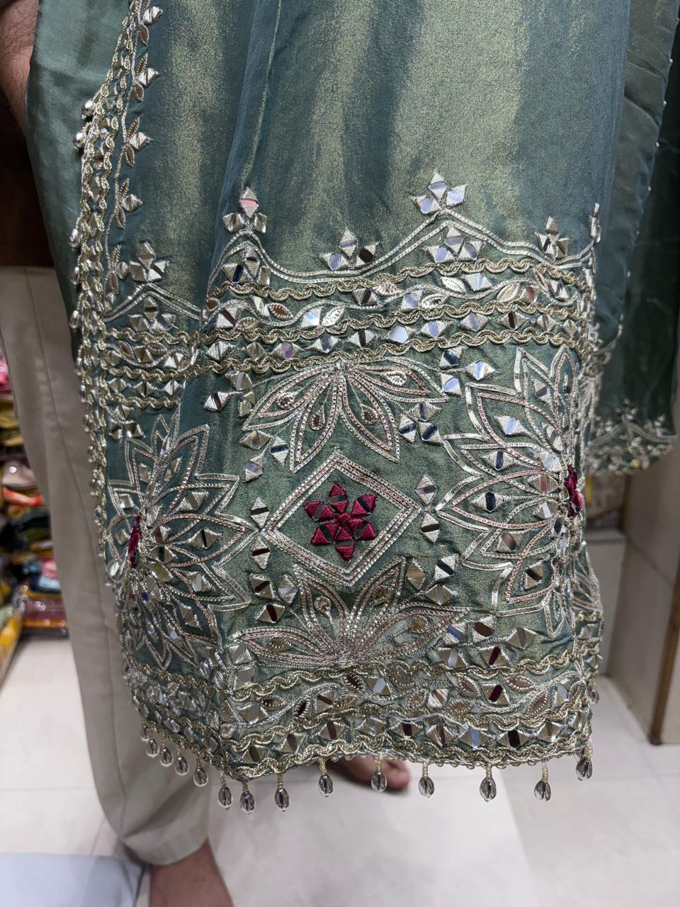 Luxury Straight Slit Dress with Pant & Potli Dress