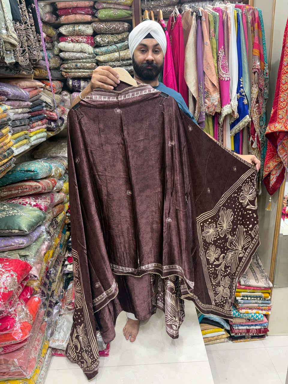 Vibrant Floral Print Gajji Mirror Work - Edition no 34