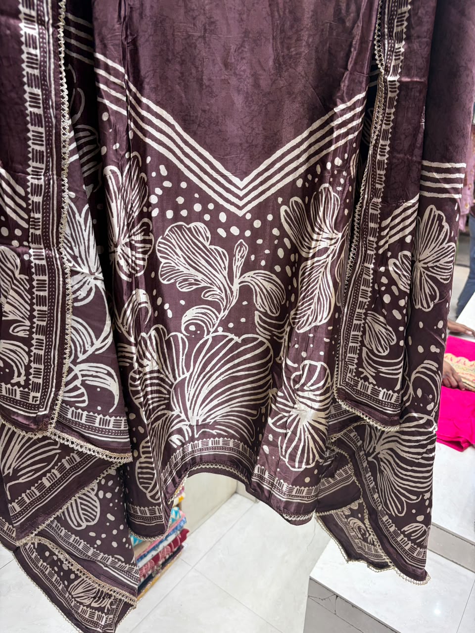Vibrant Floral Print Gajji Mirror Work - Edition no 34