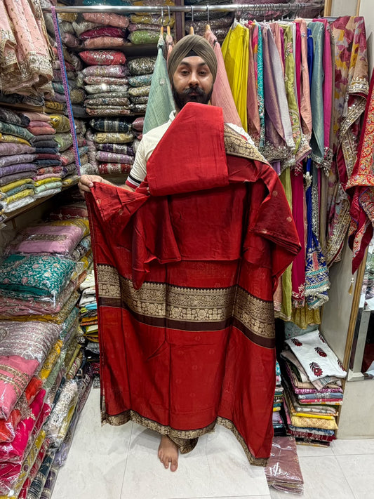 Luxury Kanjivaram Silk Antique Golden 3.0 - Solo Ruby Mehroon