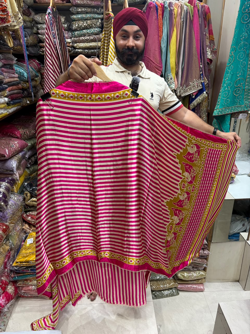 Gajji Silk Stripes Floral With Mirror Gala - Edition no 35