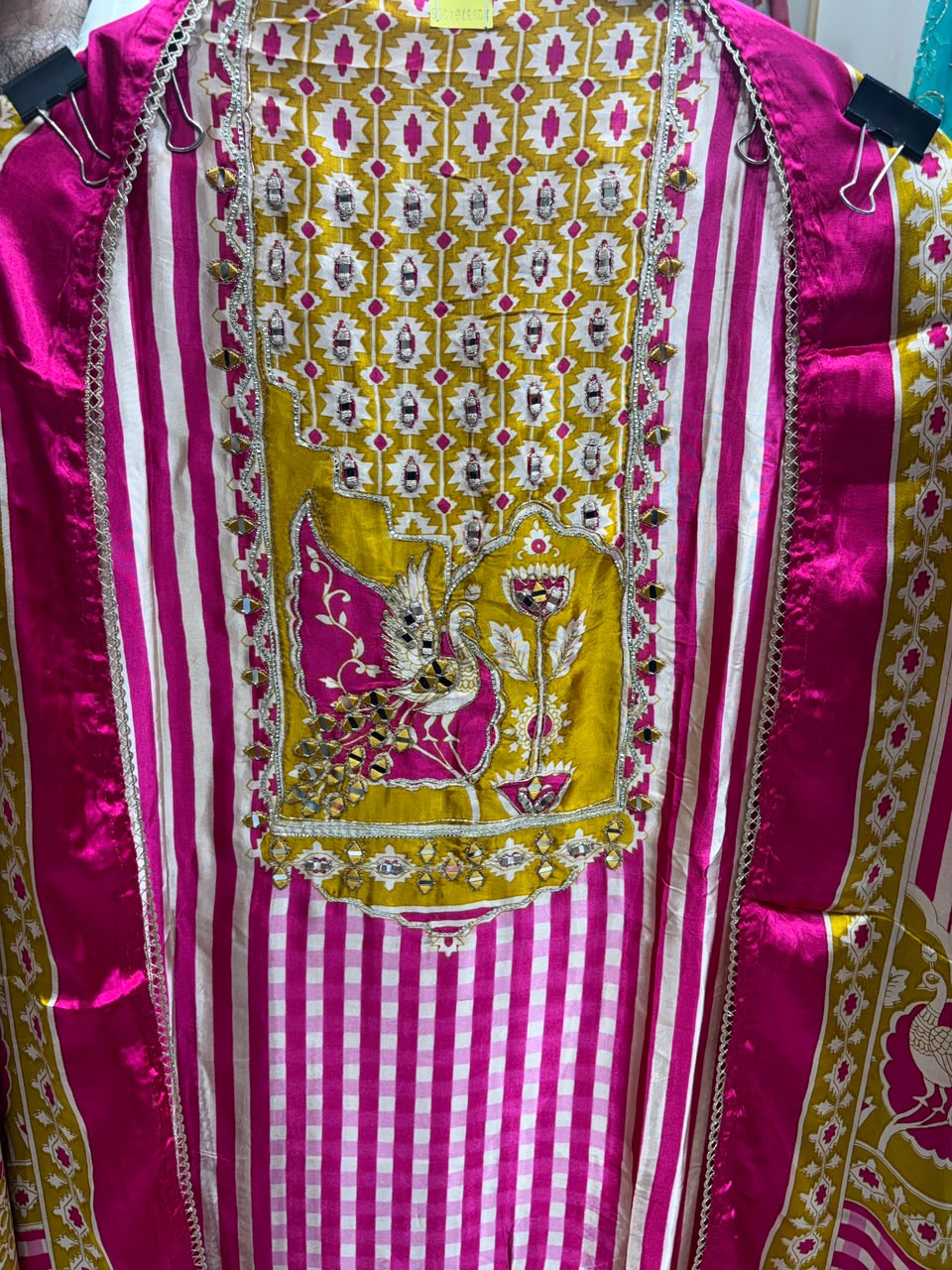 Gajji Silk Stripes Floral With Mirror Gala - Edition no 35