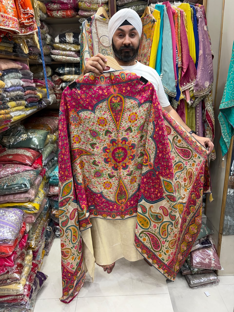 Premium Shimmer Silk with Banarsi Weaving Dupatta - Contrast Edition