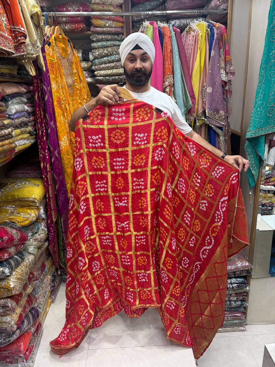 Authentic Bandhej Suit Banarsi Border Dupatta - Edition no 2