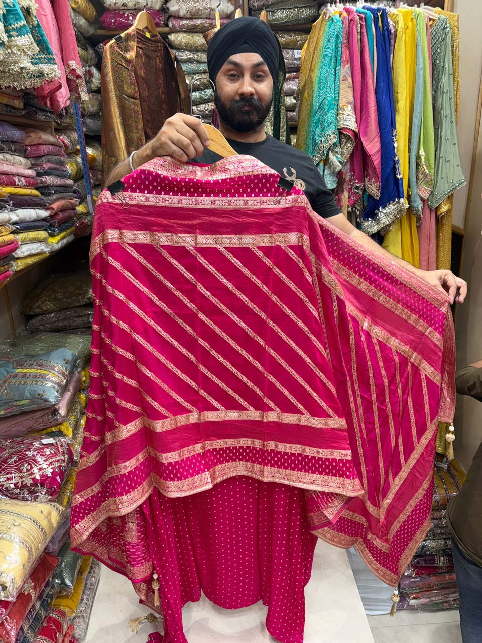 Luxury Crepe Banarsi Buti with Dabka & Stone Neckline