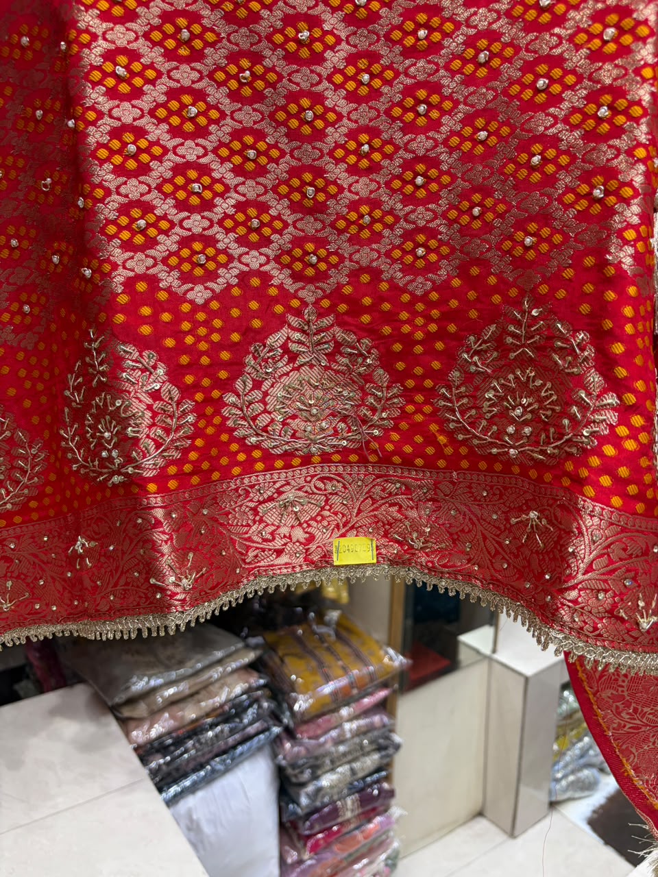 Premium Dola Silk Bandhej Banarsi Silk