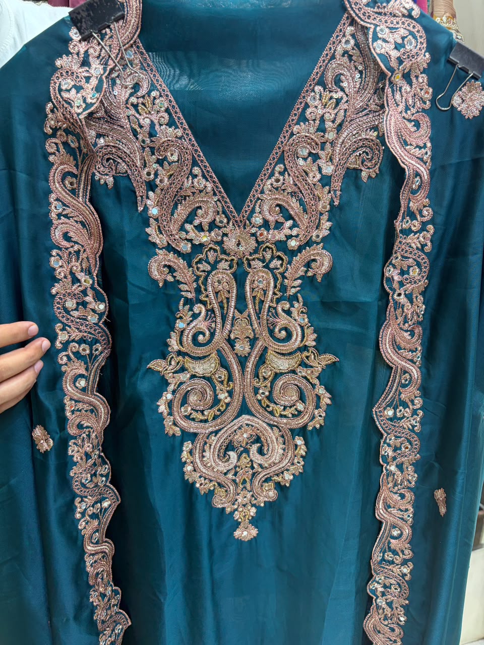 Twill Organza Designer Scalping Dupatta - V Neck