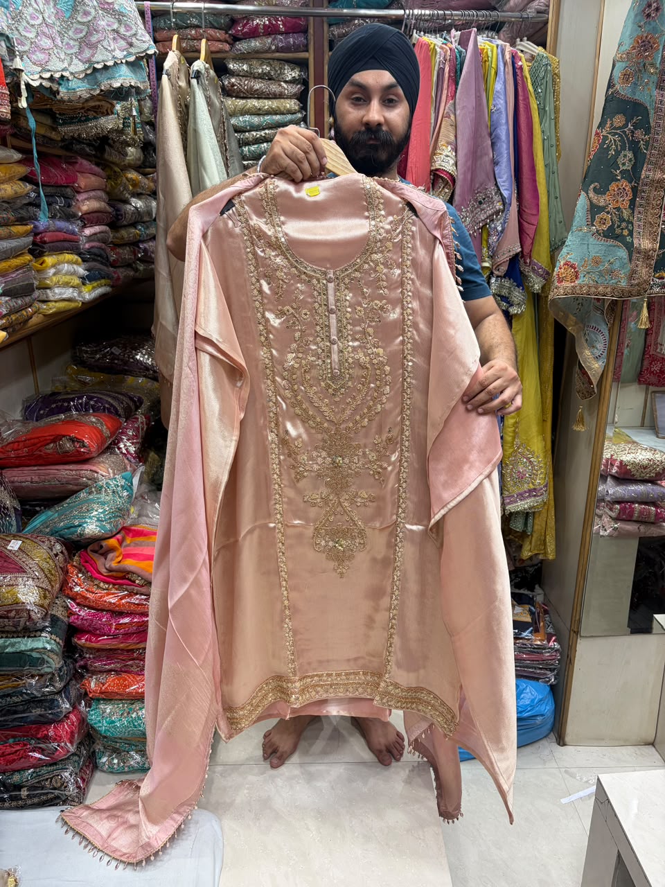 Luxury Handcrafted Ziraffe Shimmer Banarsi Dupatta Suits