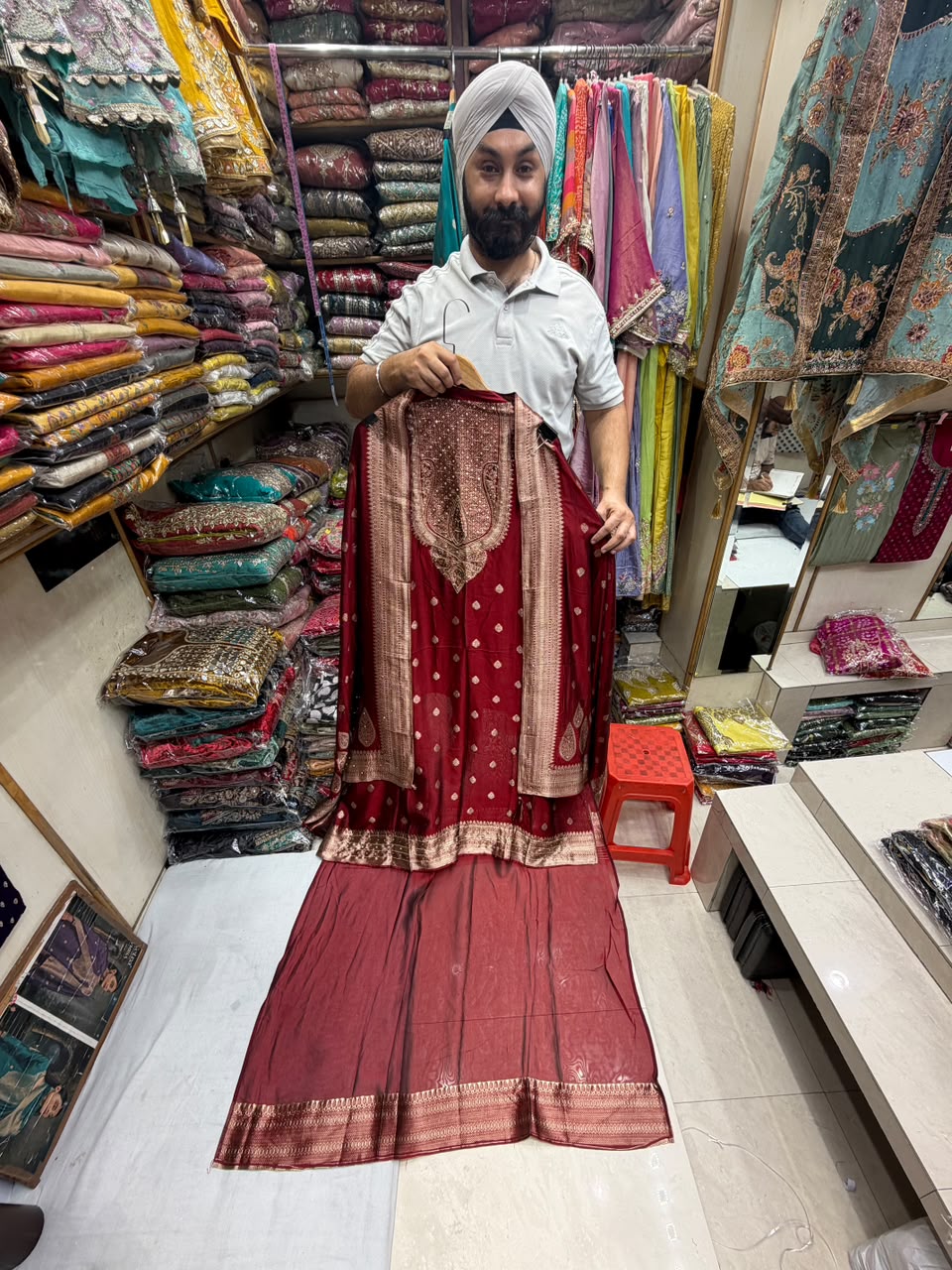 Kanjivaram Silk Antic Dabka Neck Edition no 13
