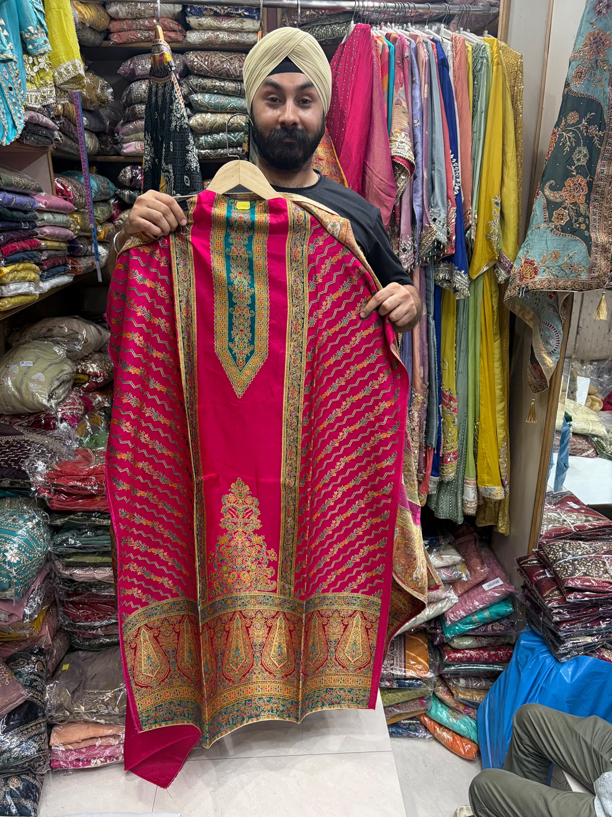 Position Print Banarsi Weaving Silk Suit