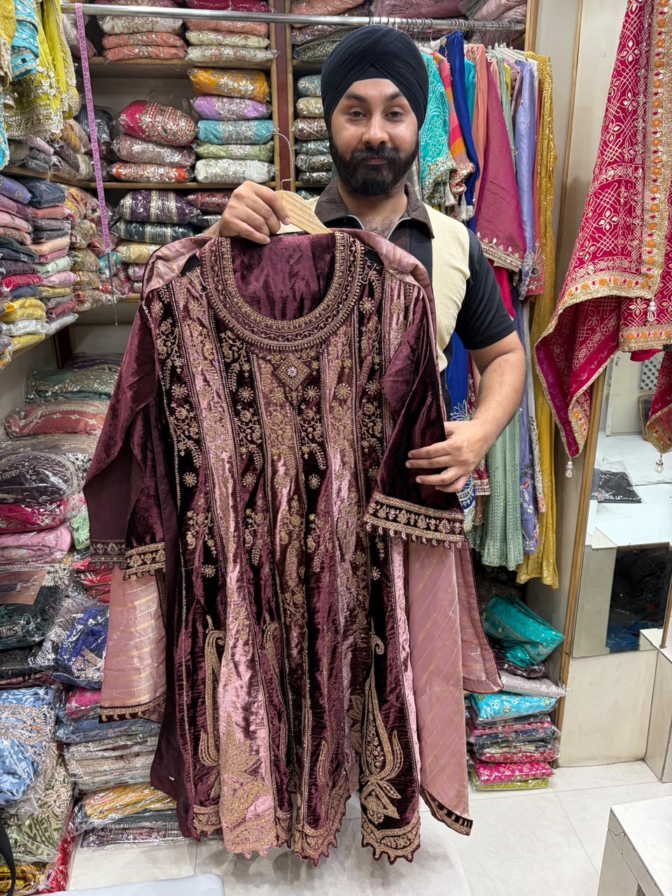 Latest Velvet Short Anarkali Suit Heavy Embellished