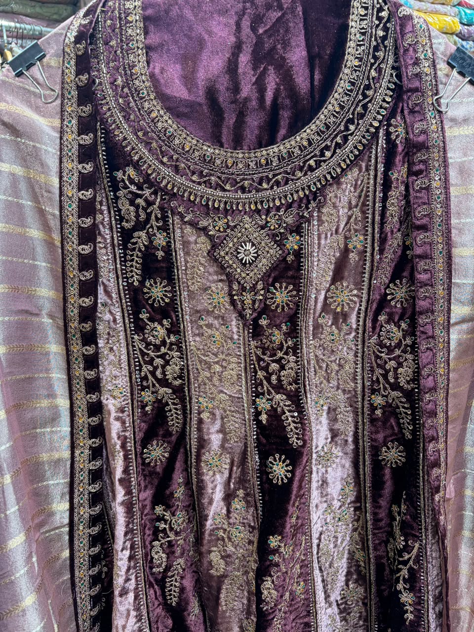 Latest Velvet Short Anarkali Suit Heavy Embellished