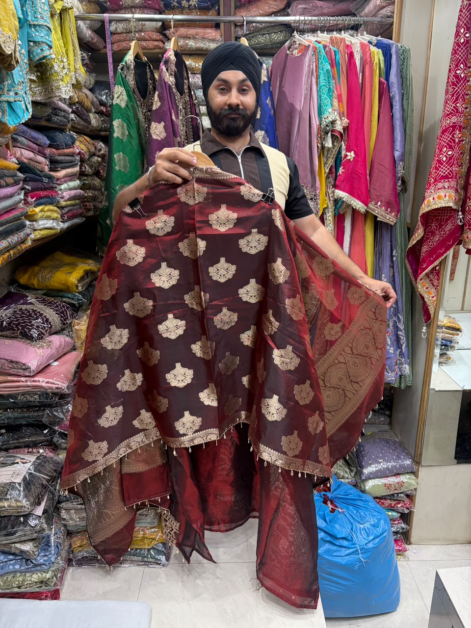Royal Tissue Silk Beads Work Suits - Dark Colors