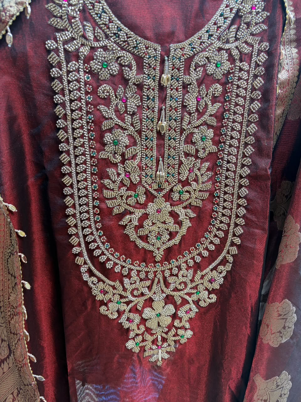 Royal Tissue Silk Beads Work Suits - Dark Colors
