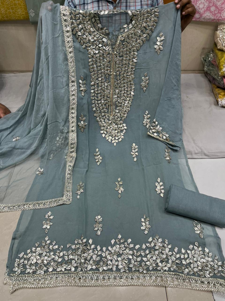 Georgette Unstitched Gotta patti suits