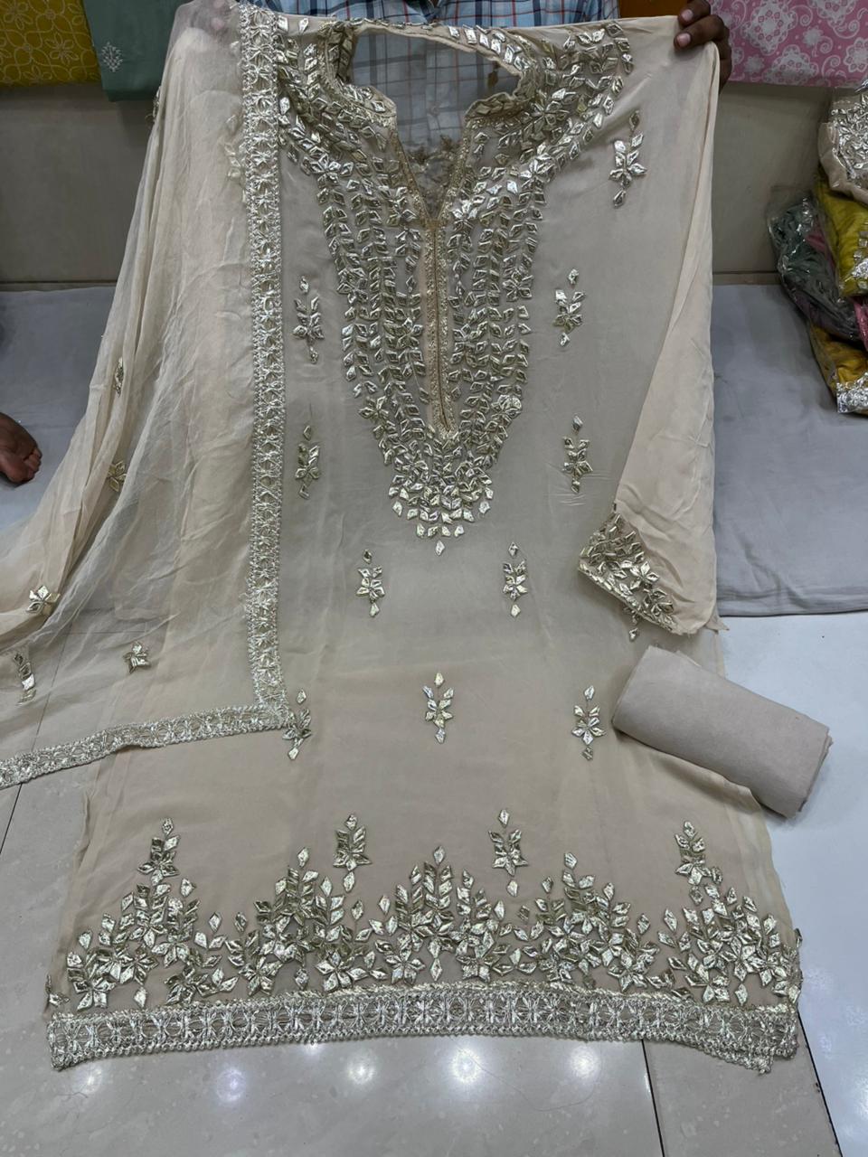 Georgette Unstitched Gotta patti suits