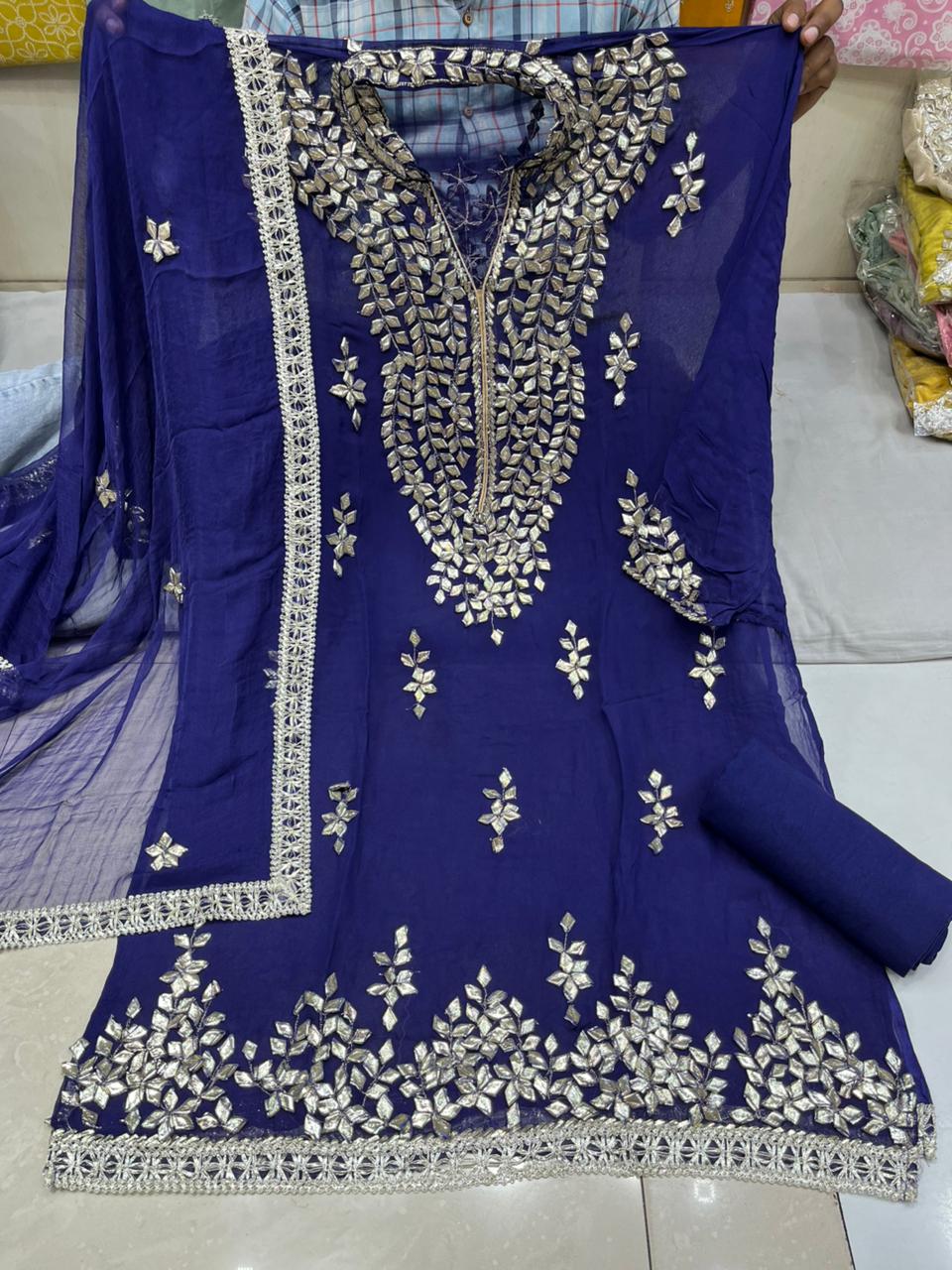 Georgette Unstitched Gotta patti suits