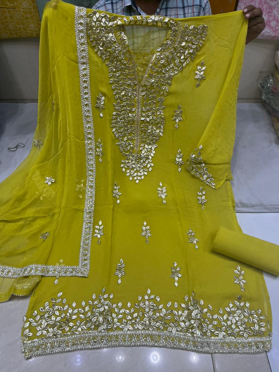 Georgette Unstitched Gotta patti suits