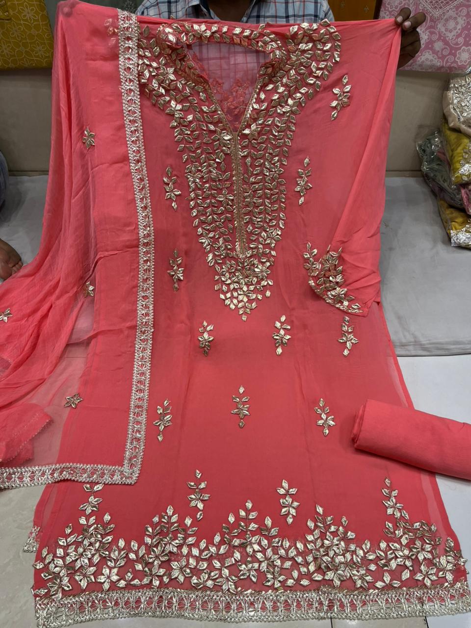 Georgette Unstitched Gotta patti suits