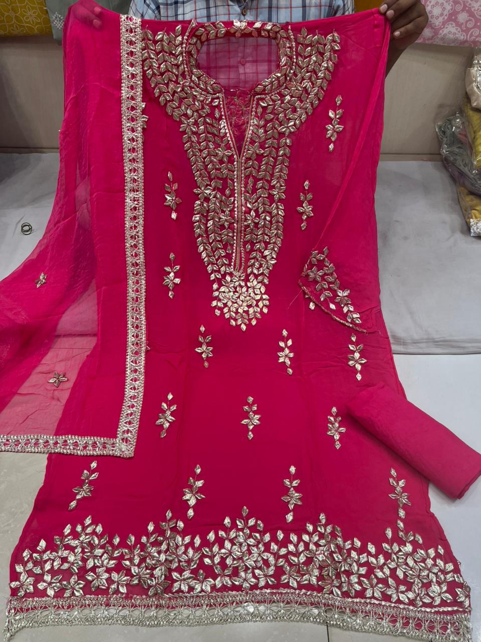 Georgette Unstitched Gotta patti suits