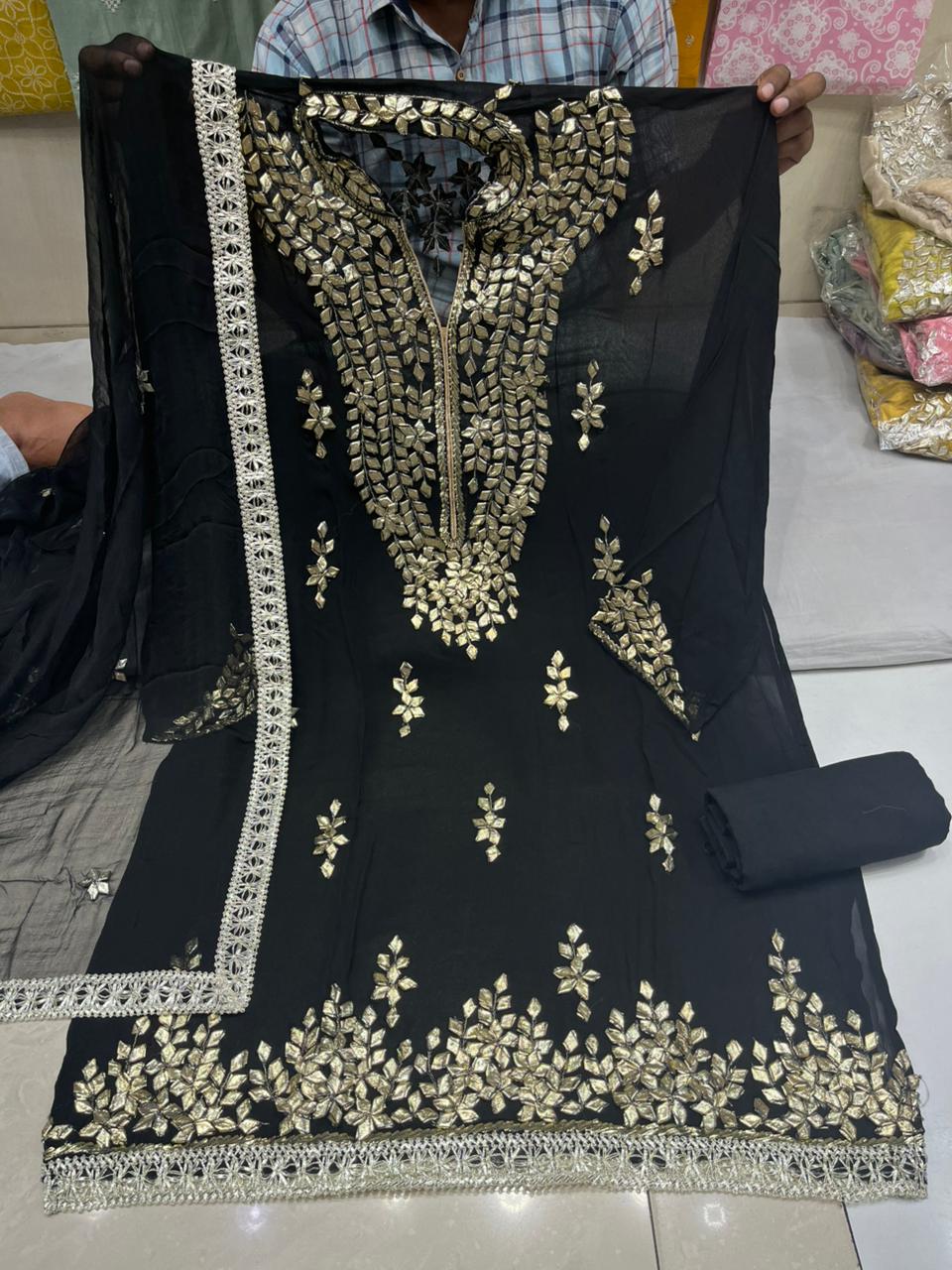 Georgette Unstitched Gotta patti suits