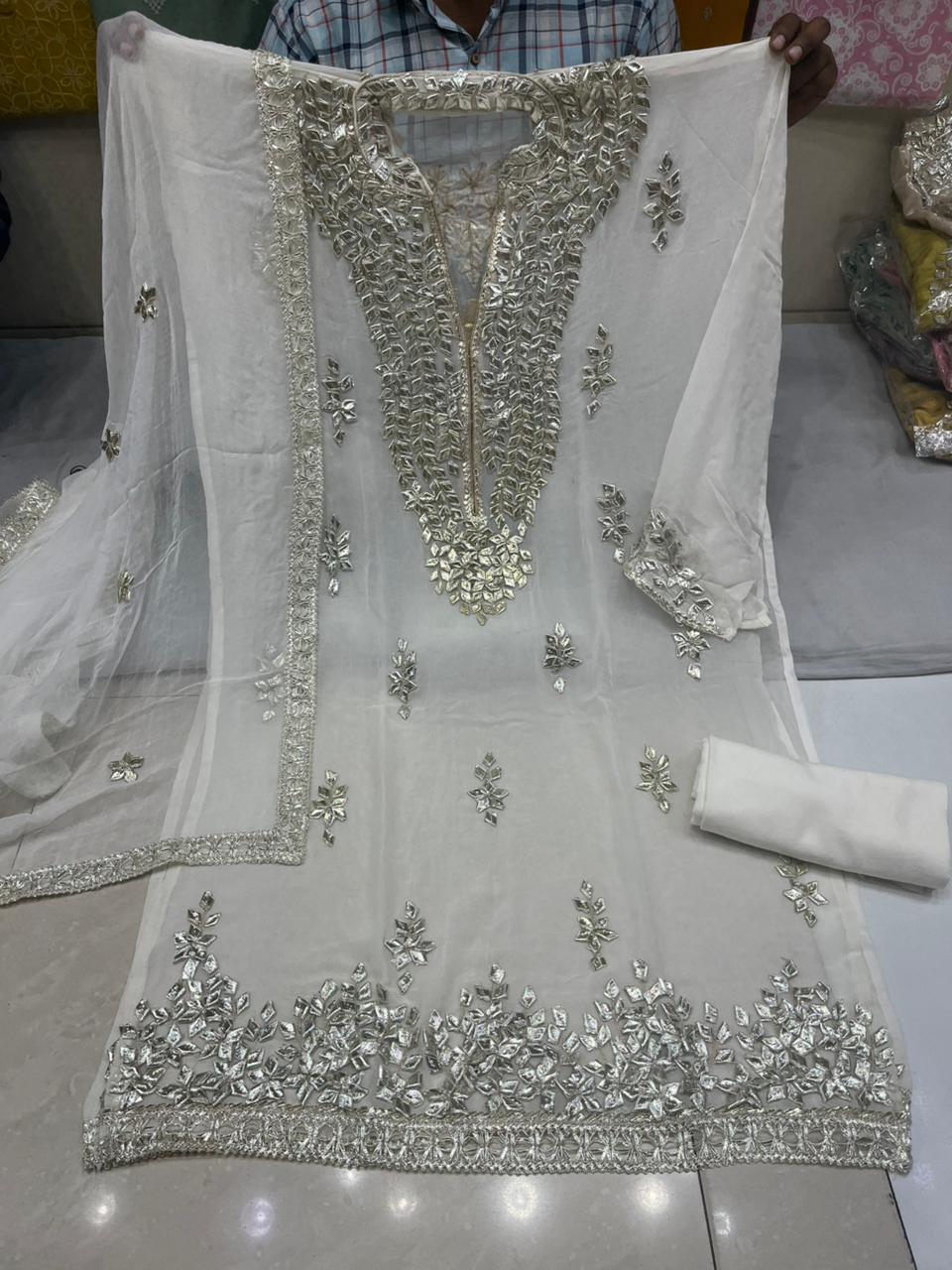 Georgette Unstitched Gotta patti suits